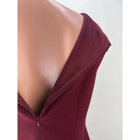 JESSICA HOWARD Wine Ruffle Stretch Sheath Dress Medium - Picture 9 of 14